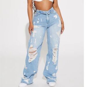 Summer Fling Destroyed Denim Jeans Foldover Waist